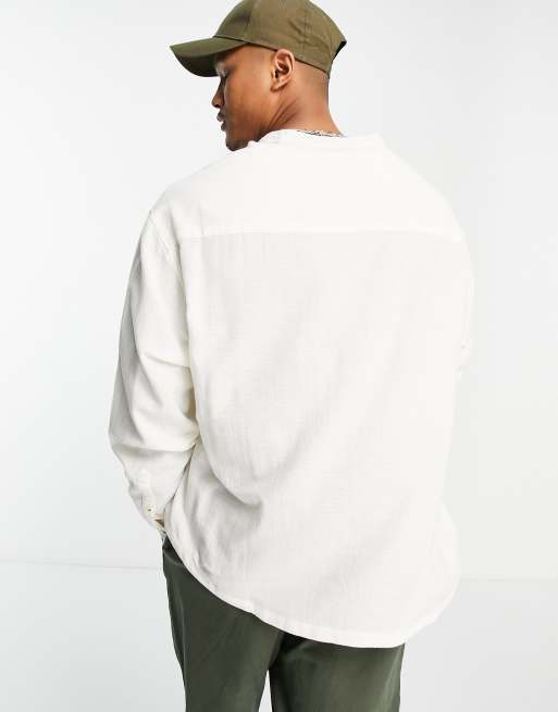 ASOS DESIGN - Oversized grandad-bomuldsskjorte i firkantet pasform, 2 af 4