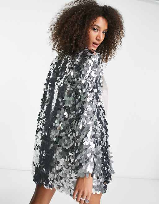 Silver sequin kimono on sale jacket