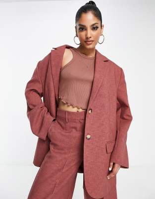 ASOS DESIGN oversized grandad suit blazer in chestnut - ASOS Price Checker