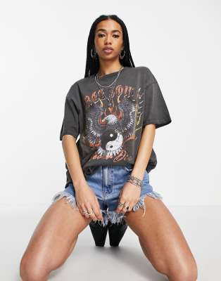 ASOS DESIGN oversized graphic t-shirt free souls rock print in charcoal - ASOS Price Checker