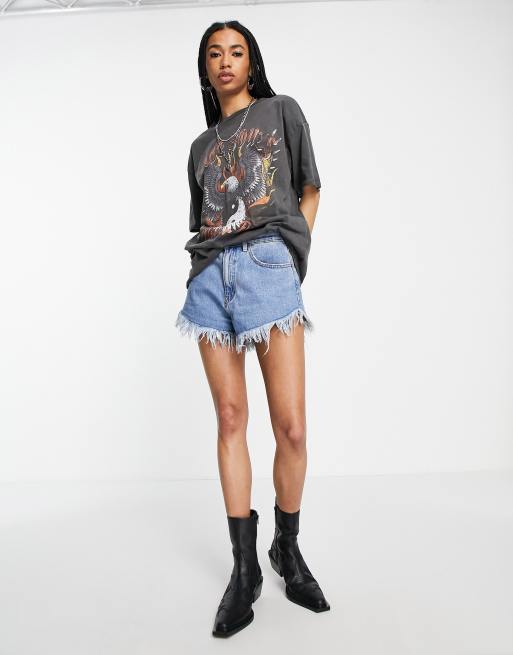 ASOS Design Graphic Oversized Rock T-Shirt with Legendary Print in Black