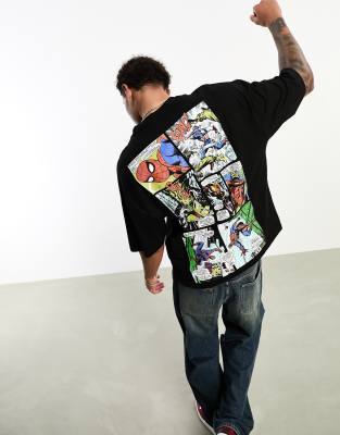 ASOS DESIGN oversized graphic tee in black with Marvel comic strip print | ASOS
