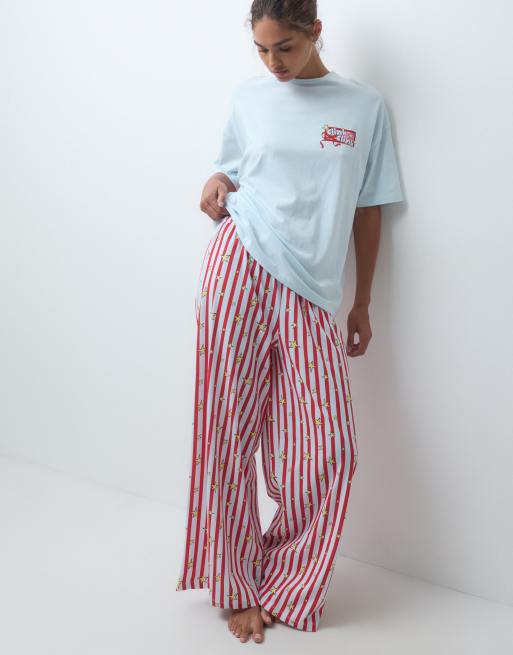 ASOS DESIGN oversized graphic tee & wide leg trouser pyjama set with festive drink graphic, 3 of 4