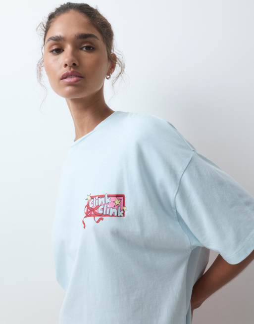 ASOS DESIGN oversized graphic tee & wide leg trouser pyjama set with festive drink graphic, 4 of 4