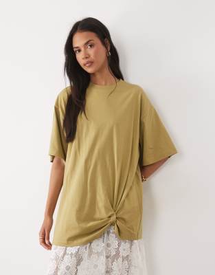 Asos Design Oversized Graphic Tee With Lace Cami Underdress In Burgundy