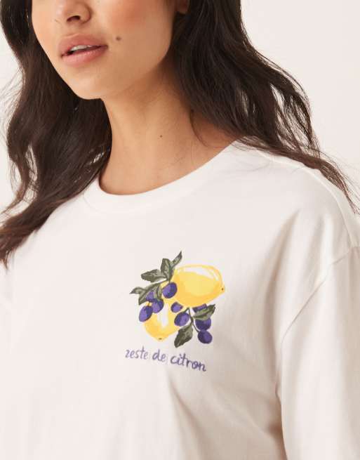 ASOS DESIGN oversized graphic tee & woven shorts pajama set in lemon print