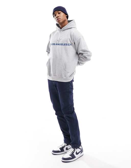 ASOS DESIGN oversized grey hoodie with Los Angeles text print, 3 of 3
