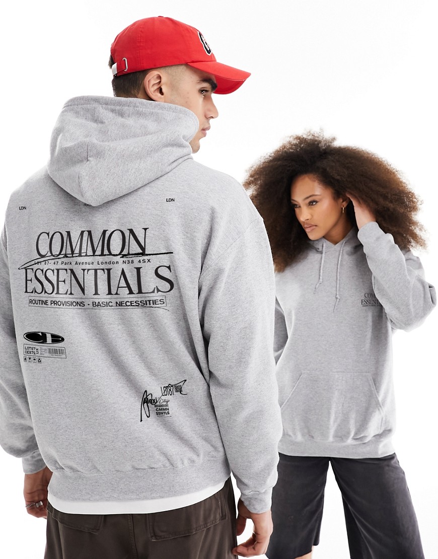 ASOS DESIGN oversized grey hoodie with multi text prints