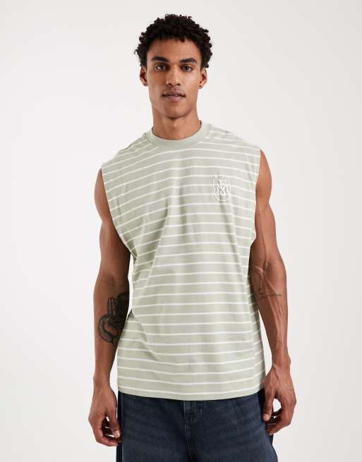 ASOS DESIGN - Oversized grøn overdel med grafisk print og hvide striber, 3 af 5