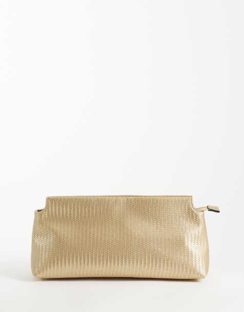 ASOS DESIGN - Oversized guldfarvet clutch i vævet materiale - view 1
