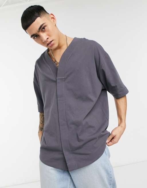 ASOS DESIGN heavyweight oversized baseball jersey in black