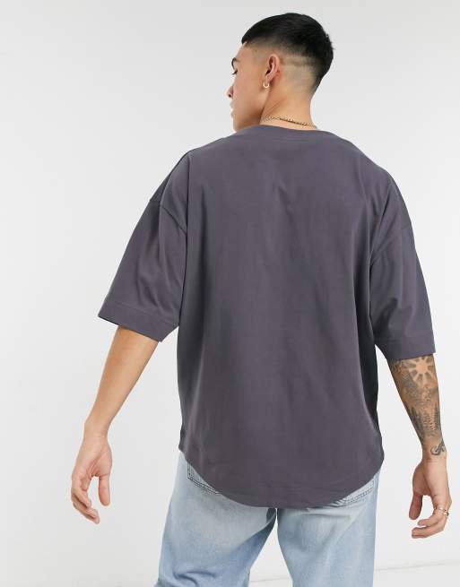 ASOS DESIGN heavyweight oversized baseball jersey in black