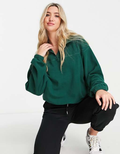 Green fleece half online zip