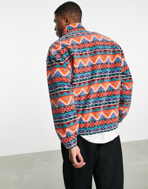 ASOS DESIGN oversized half zip fleece sweatshirt with pattern panel