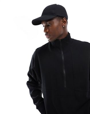 ASOS DESIGN oversized half zip funnel neck sweatshirt in black - ASOS Price Checker