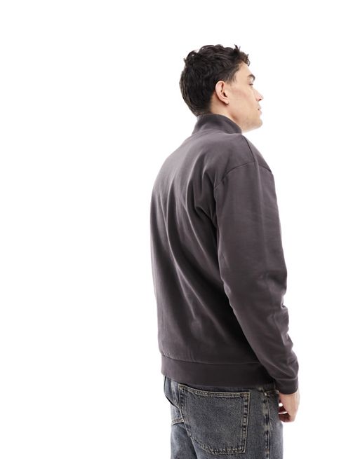 ASOS DESIGN heavyweight oversized half zip sweatshirt in beige