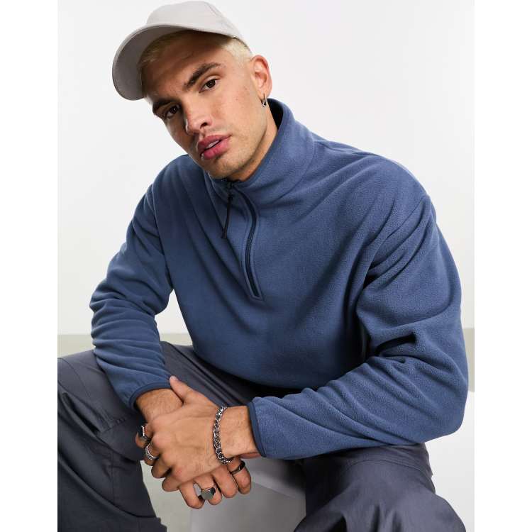 ASOS DESIGN oversized half zip polar fleece sweatshirt in navy ASOS