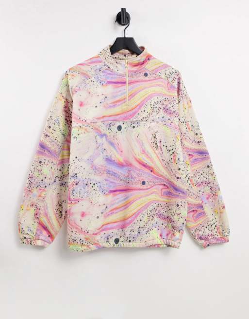 ASOS DESIGN oversized half zip sweatshirt in all over marble print