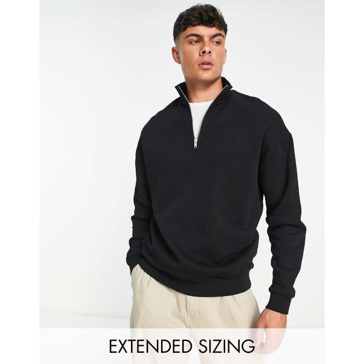 ASOS DESIGN oversized half zip sweatshirt in black