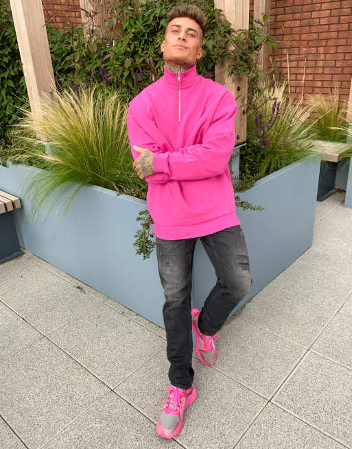 Hot pink half zip pullover new arrivals