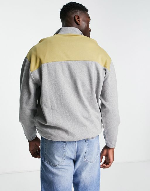 ASOS DESIGN oversized boxy half zip sweatshirt in gray heather