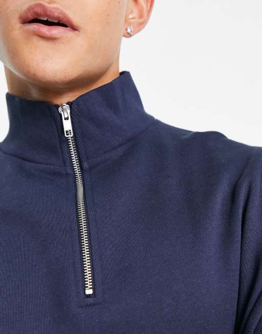 ASOS DESIGN oversized half zip sweatshirt in navy