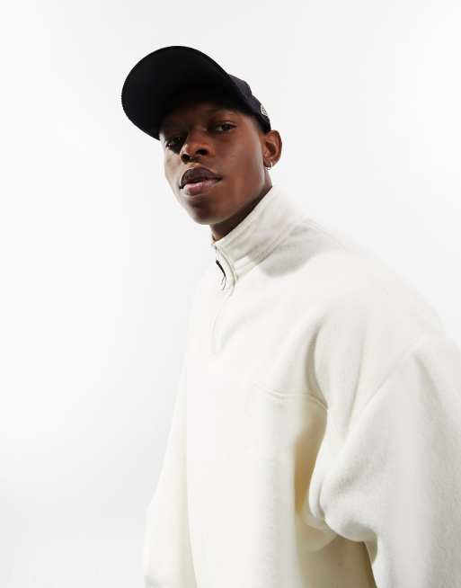 ASOS DESIGN oversized half zip sweatshirt in off white polar fleece