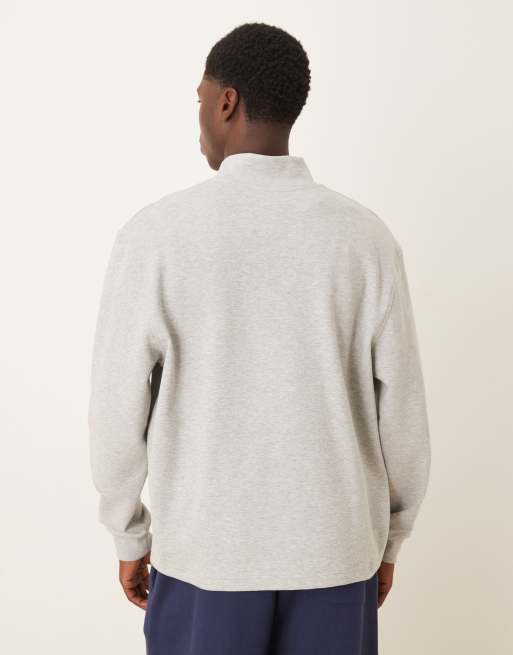 ASOS DESIGN oversized half zip sweatshirt with chest embroidery in heather gray - part of a set, 3 of 5