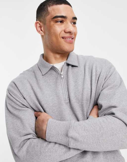 ASOS DESIGN half zip sweatshirt in gray heather