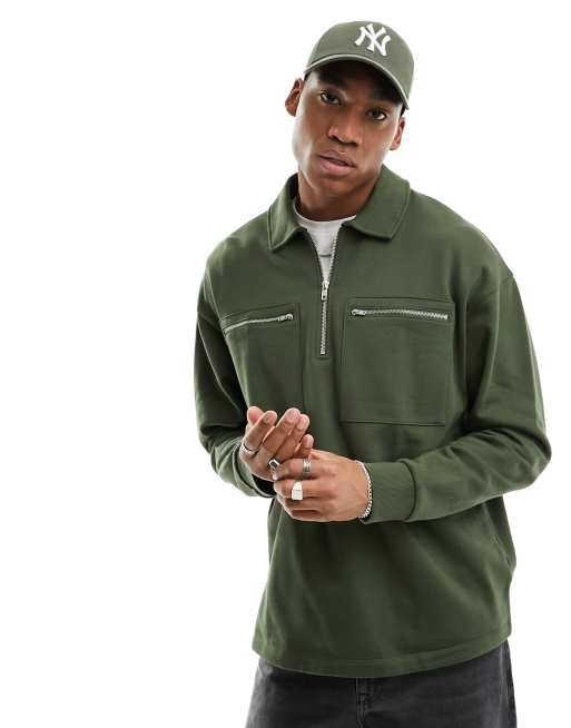 Half zip sweatshirt with pockets sale