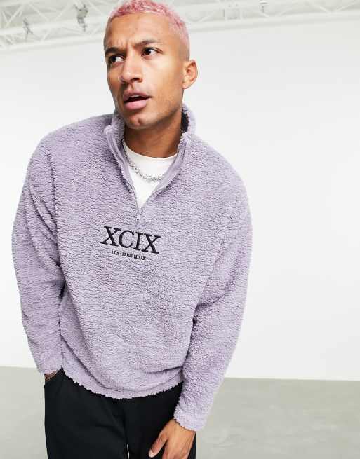 Asos Design Oversized Half Zip Sweatshirt With Roman Numeral Chest