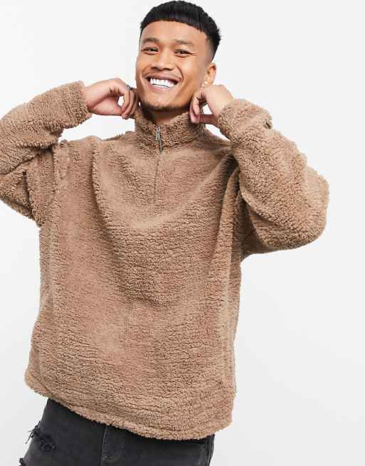 Teddy sweatshirt cheap half zip