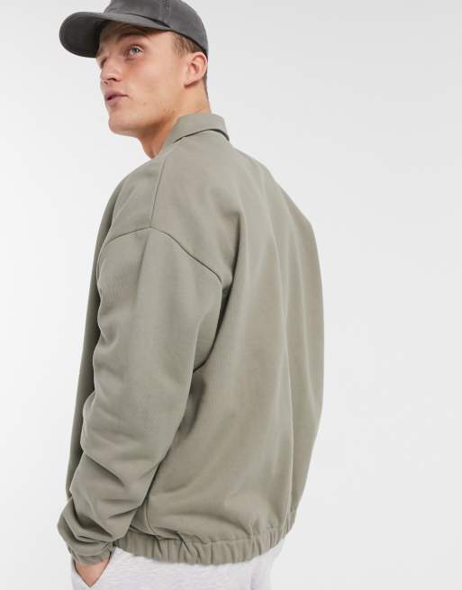 ASOS DESIGN oversized harrington heavyweight jersey jacket in