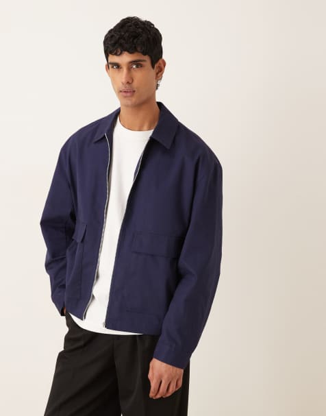 ASOS DESIGN - Oversized Harrington jack in marineblauw - view 1