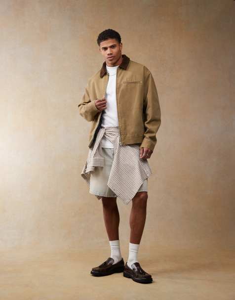 ASOS DESIGN - Oversized harrington jack in olijfgroen met wassing - view 1