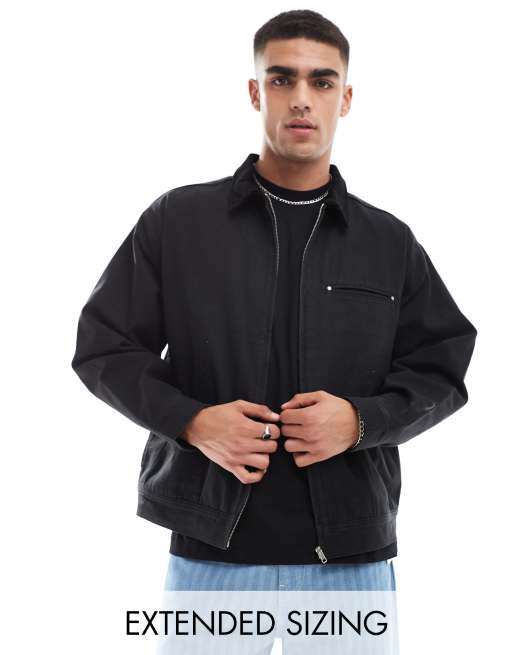 ASOS DESIGN - Oversized Harrington jack in zwarte wassing