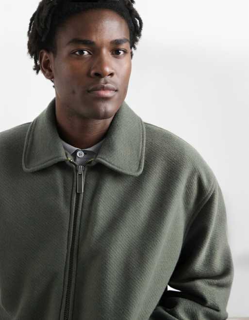 ASOS DESIGN - Oversized Harrington jack met wollook in groen, 5 van 5