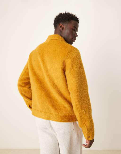ASOS DESIGN - Oversized harrington jack met wollook in mosterdgeel, 3 van 4