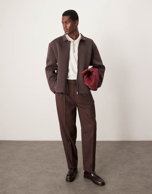 ASOS DESIGN - Oversized Harrington jack van scubastof in bruin