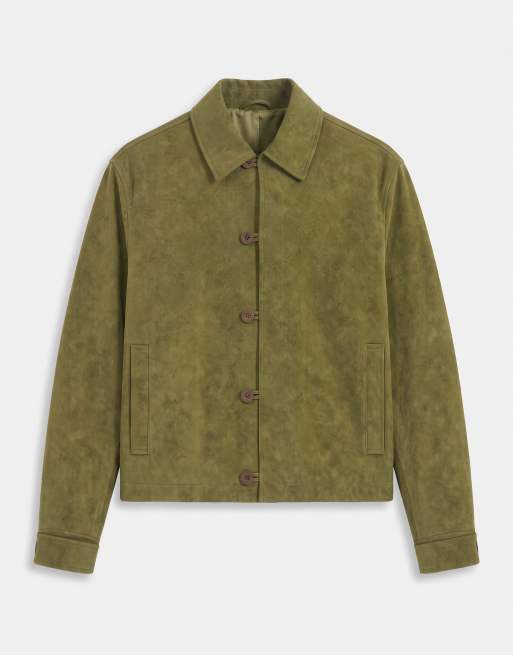 ASOS DESIGN - Oversized harrington jack van suède in groen, 6 van 9
