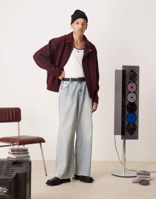 ASOS DESIGN - Oversized Harrington jack van wolmix in bordeauxrood