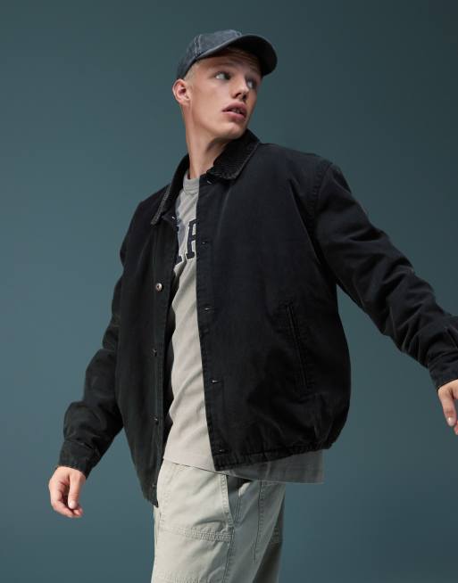 ASOS DESIGN oversized harrington jacket in black wash