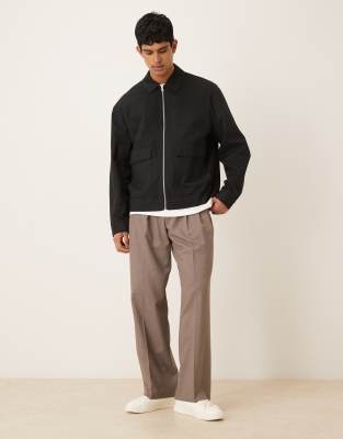 Asos Design Oversized Harrington Jacket In Black