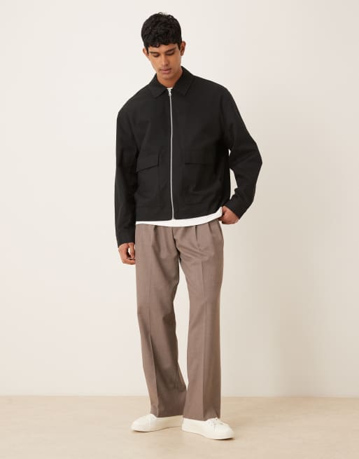 ASOS DESIGN oversized harrington jacket in black, 2 of 5