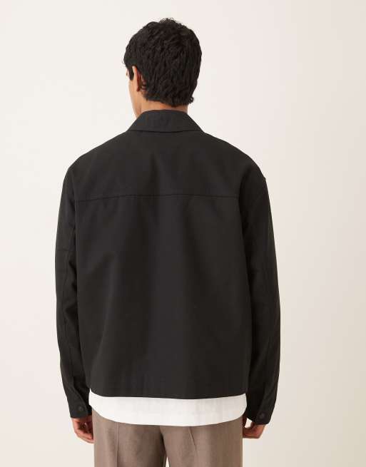 ASOS DESIGN oversized Harrington jacket in black | ASOS