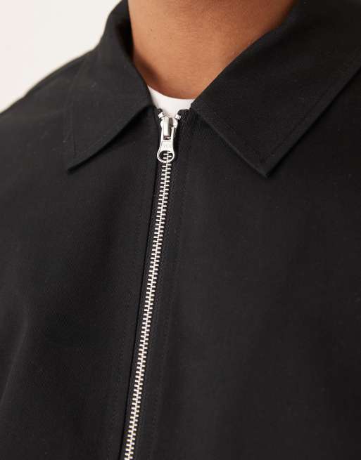 ASOS DESIGN oversized harrington jacket in black, 5 of 5