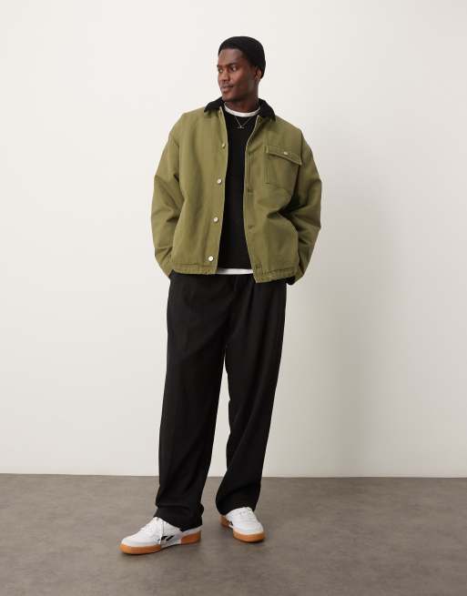 ASOS DESIGN oversized harrington jacket in khaki