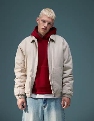 oversized harrington jacket in stone-Neutral