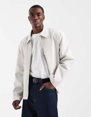 Asos Design Oversized Harrington Jacket In Neutral