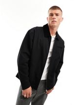 ASOS DESIGN oversized washed harrington jacket in stone | ASOS